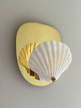 Scallop Shell and Brass Wall Candle Sconce