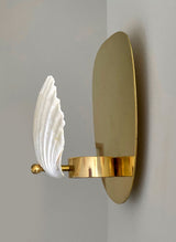 Scallop Shell and Brass Wall Candle Sconce