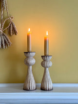 Hand-Carved Ash and Sycamore Candlesticks