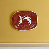Boxing Hares Sgraffito Panel