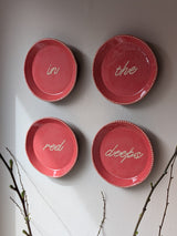 Slipware Word Plates, ‘In the Red Deeps’