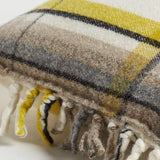 ’Emsie ’ Handwoven Yellow and Grey Check Wool Cushion