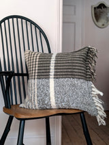 The Merchant's Table Nora handwoven grey and white Cushion by Hollie Ward