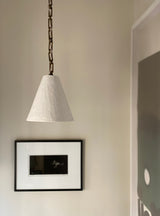 White Pâpier-Maché & Plaster Pendant Lamps