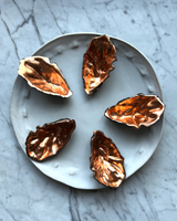 Porcelain Smoke Fired Shells with Copper Guilding