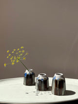 Hand Carved Faceted Vase with Cobalt Blue