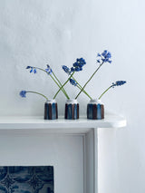 Hand Carved Faceted Vase with Cobalt Blue