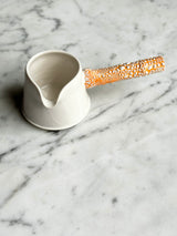 Twig Handled Porcelain Mugs and Jugs with Lichen Orange Glaze