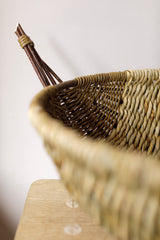 Deep, Curved Willow and Rush Basket