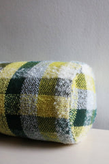 ’Eliza’ Handwoven Check Green and Yellow Cushion