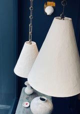 White Pâpier-Maché & Plaster Pendant Lamps