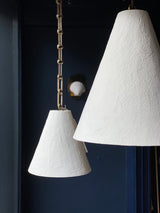 White Pâpier-Maché & Plaster Pendant Lamps