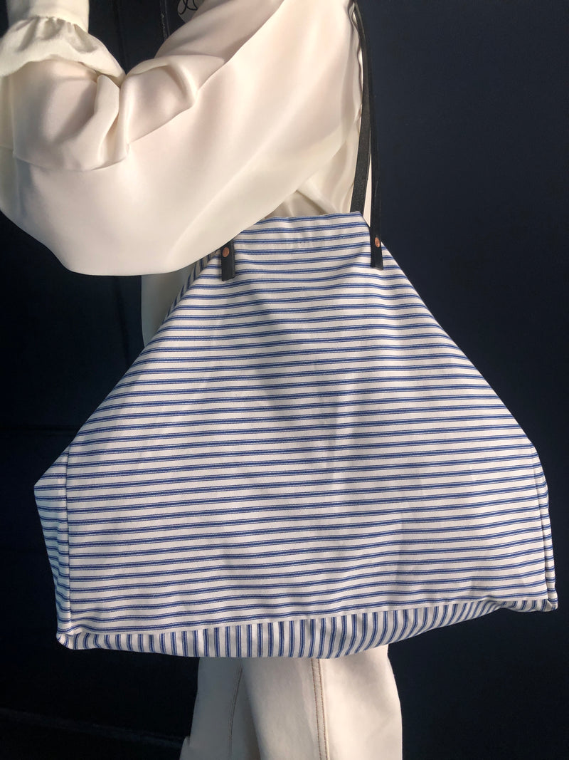 Woven Ticking Tote Bags - Doe Leather