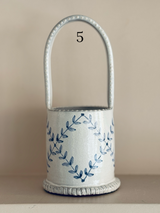 The Merchants Table Delft Ceramic basket vase Emily Mitchell strigged hatching