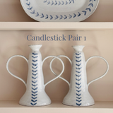 English Delftware Candlesticks - Emily Mitchell