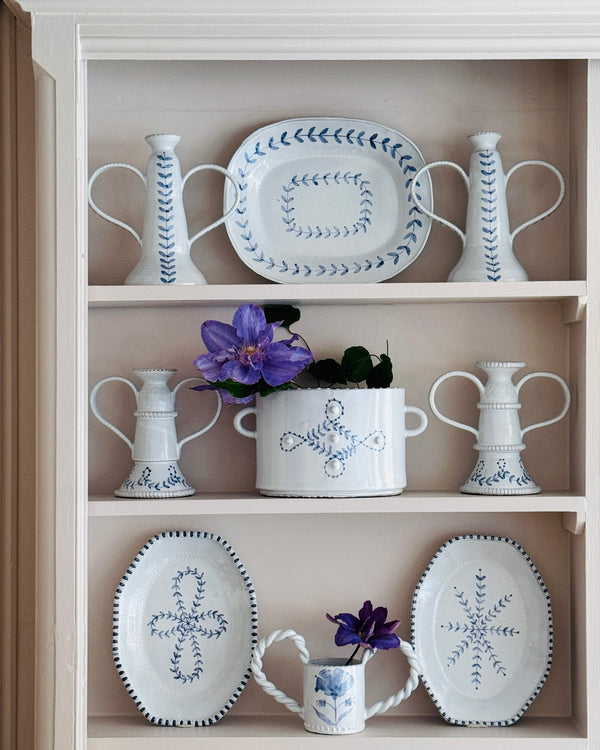 English Delftware Sprigged Rectangular Platter - Emily Mitchell