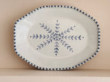 English Delftware Sprigged Oval Platter - Emily Mitchell