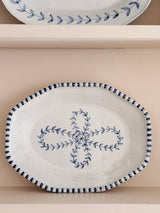 English Delftware Sprigged Oval Platter - Emily Mitchell