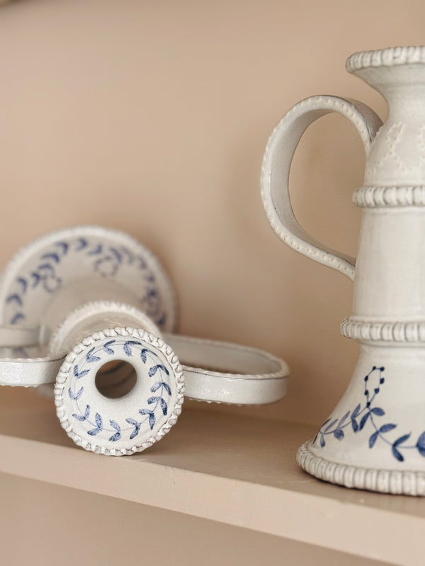 English Delftware Candlesticks - Emily Mitchell