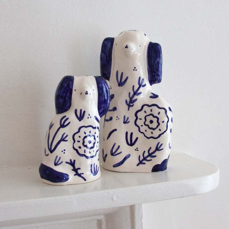 A Pair of Floral Staffordshire Dogs