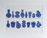 Delft Cat and Vase Collage Illustrations