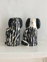 A Pair of Black Spotted Staffordshire Dogs