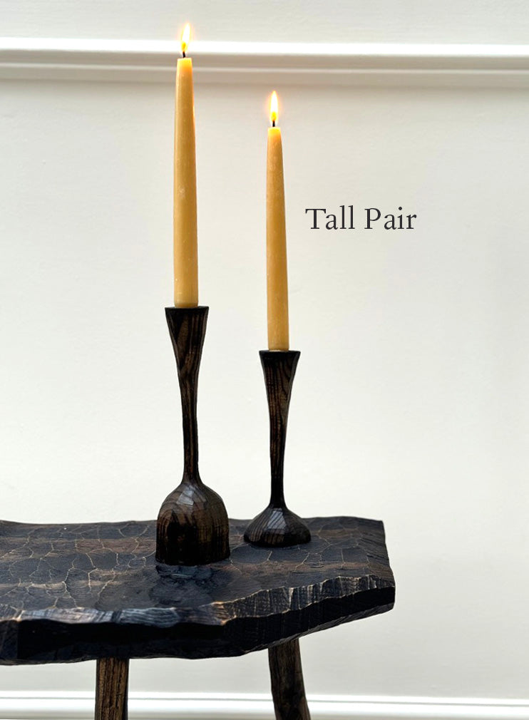 Hand Carved Ash Candlesticks