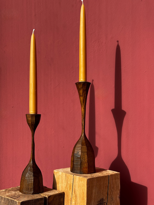 Carved Ash Candlesticks