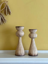 Harvest Carved Ash & Sycamore Candlesticks