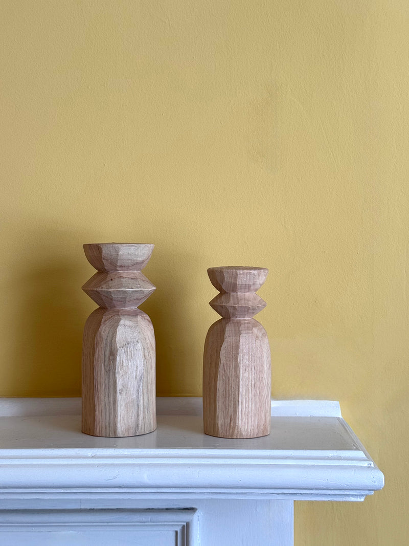 Harvest Carved Ash & Sycamore Candlesticks