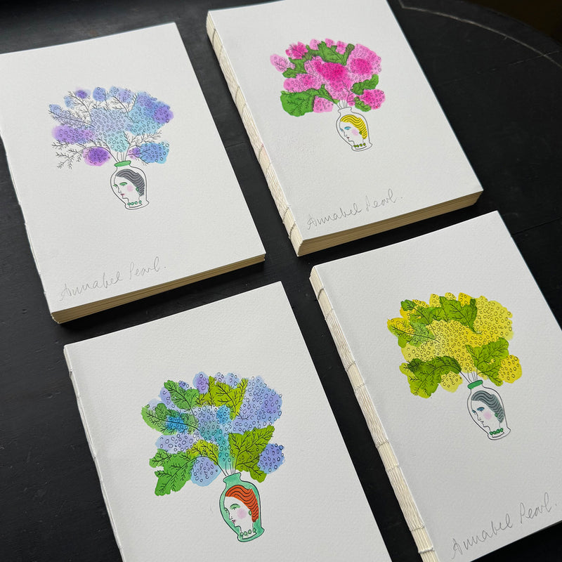 'Mimosa Woman in a Vase' Letterpress & Handpainted Notebooks