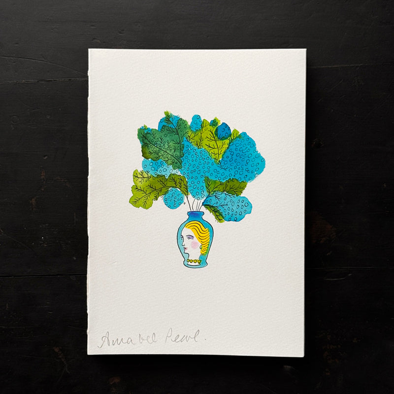 'Mimosa Woman in a Vase' Letterpress & Handpainted Notebooks