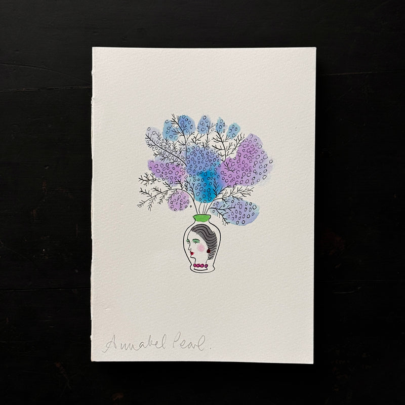 'Mimosa Woman in a Vase' Letterpress & Handpainted Notebooks