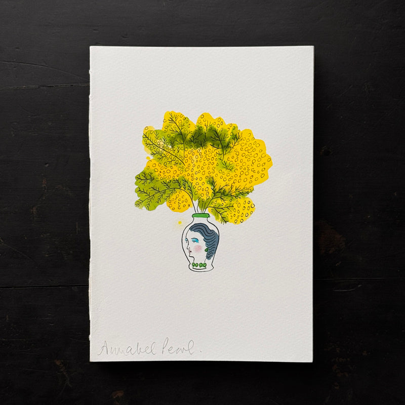 'Mimosa Woman in a Vase' Letterpress & Handpainted Notebooks
