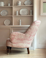Button Back Upholstered Chair in Beki Bright’s Apple Pickers Fabric