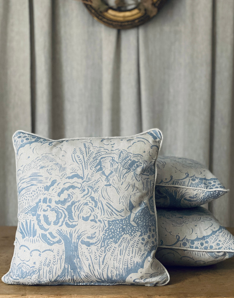 Apple Pickers Linen Cushions - Beki Bright