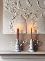 English Delftware Candlesticks