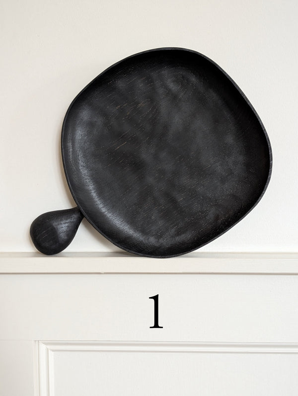 Extra Large Ebonised Oak Plate Scoops