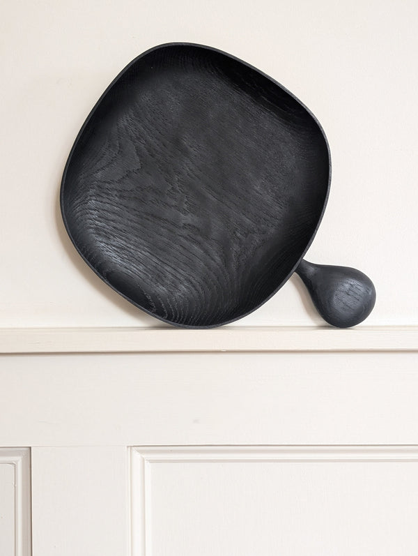 Extra Large Ebonised Oak Plate Scoops