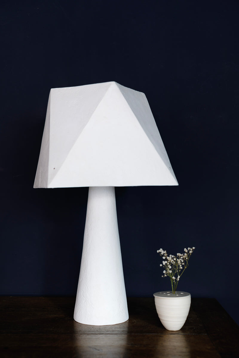 White Plaster & Brass Table Lamps