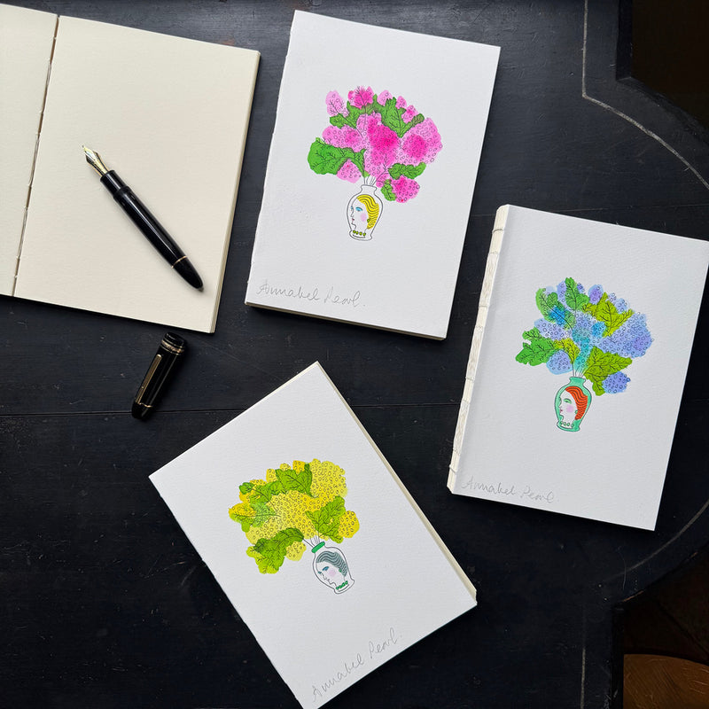 'Mimosa Woman in a Vase' Letterpress & Handpainted Notebooks