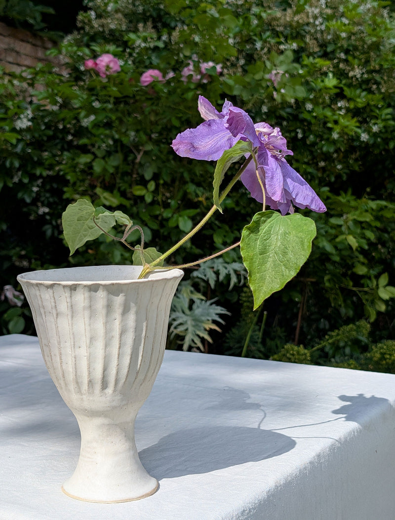 Ceramic Vase with Decorative Ridges
