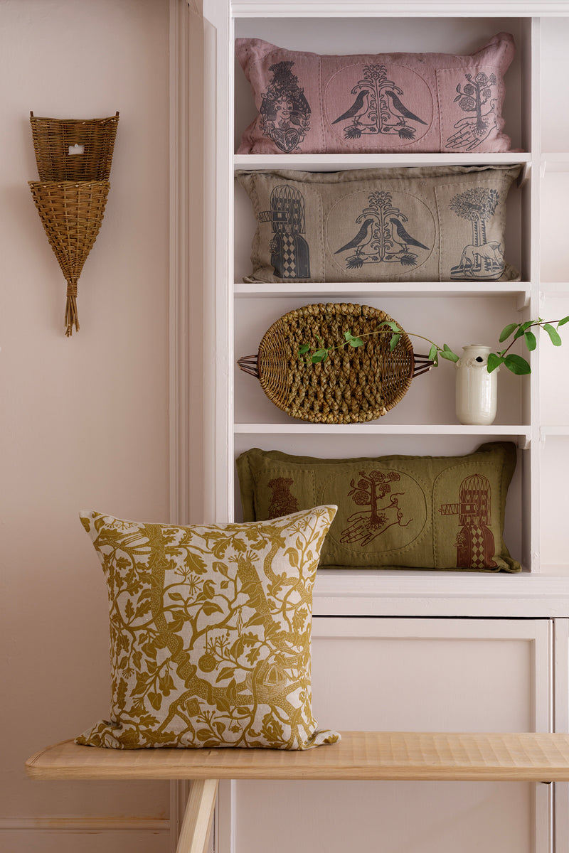 Treasure Tree Square Cushion - Bonfield Block-Printers