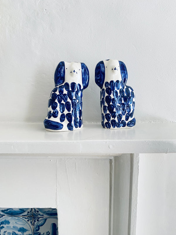 A Pair of Blue Spotted Staffordshire Dogs - Alex Sickling