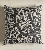 Treasure Tree Printed Square Cushion (Carbon Black) - Bonfield Block Printers
