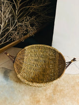 Deep, Curved Willow and Rush Basket - Jo Hammond
