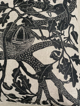 Treasure Tree Printed Square Cushion (Carbon Black) - Bonfield Block Printers