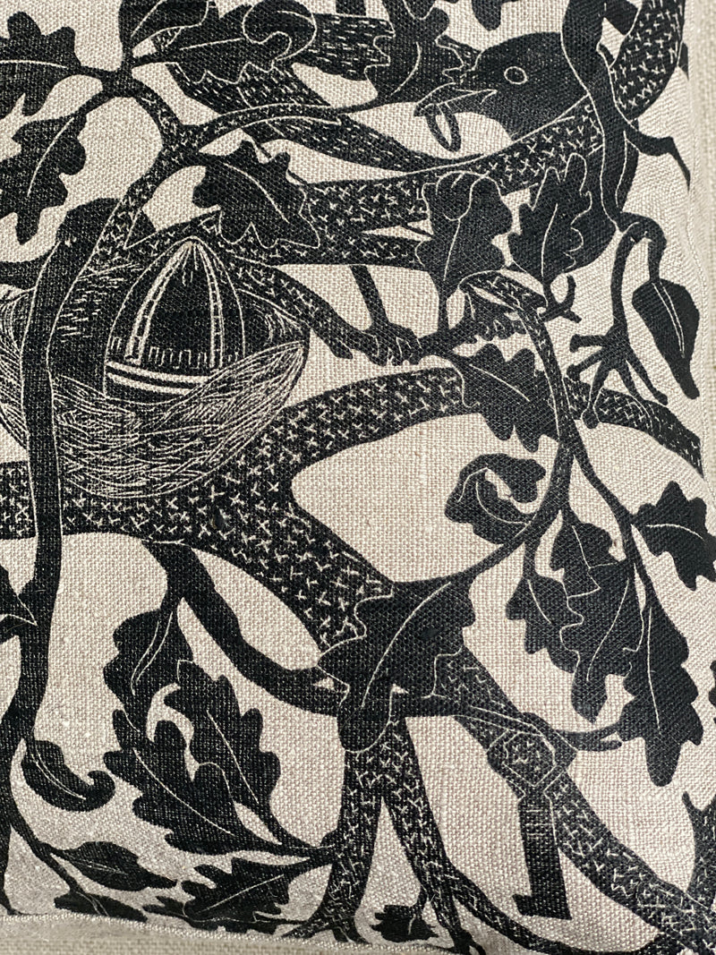 Treasure Tree Printed Square Cushion (Carbon Black) - Bonfield Block Printers