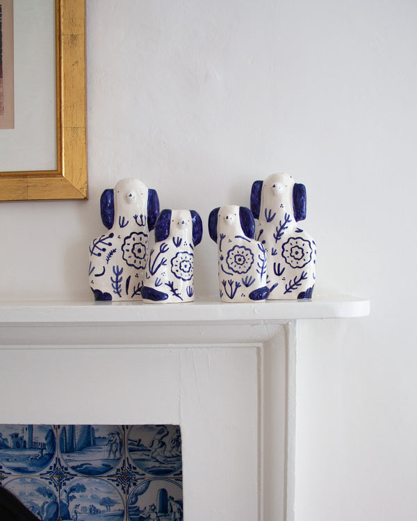 Pair of Floral Staffordshire Dogs