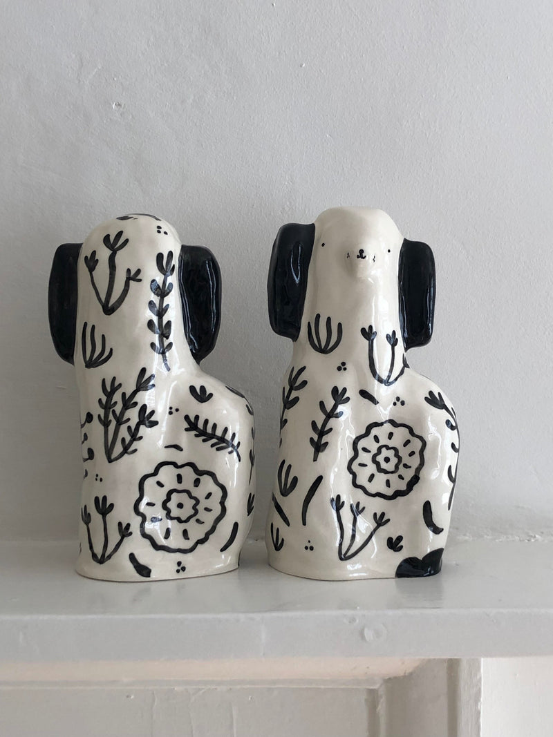 A Pair of Floral Staffordshire Dogs